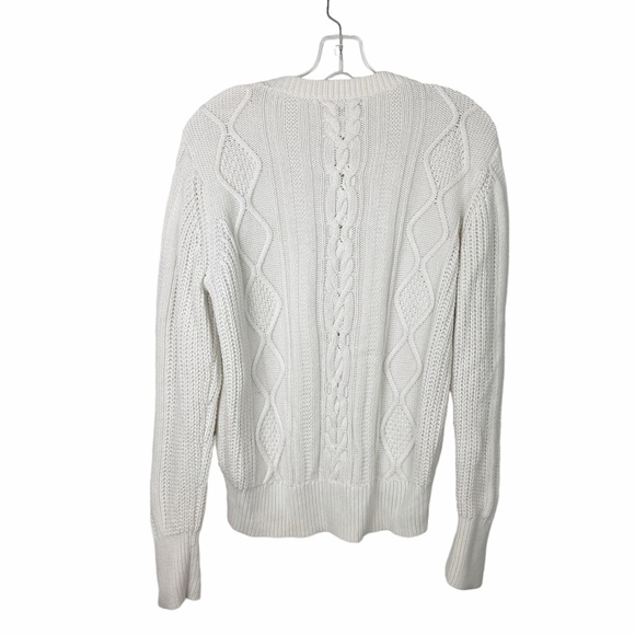 Banana Republic Cable Knit Pearl Wool Blend Ski Sweater Size Medium Cream - Picture 10 of 12